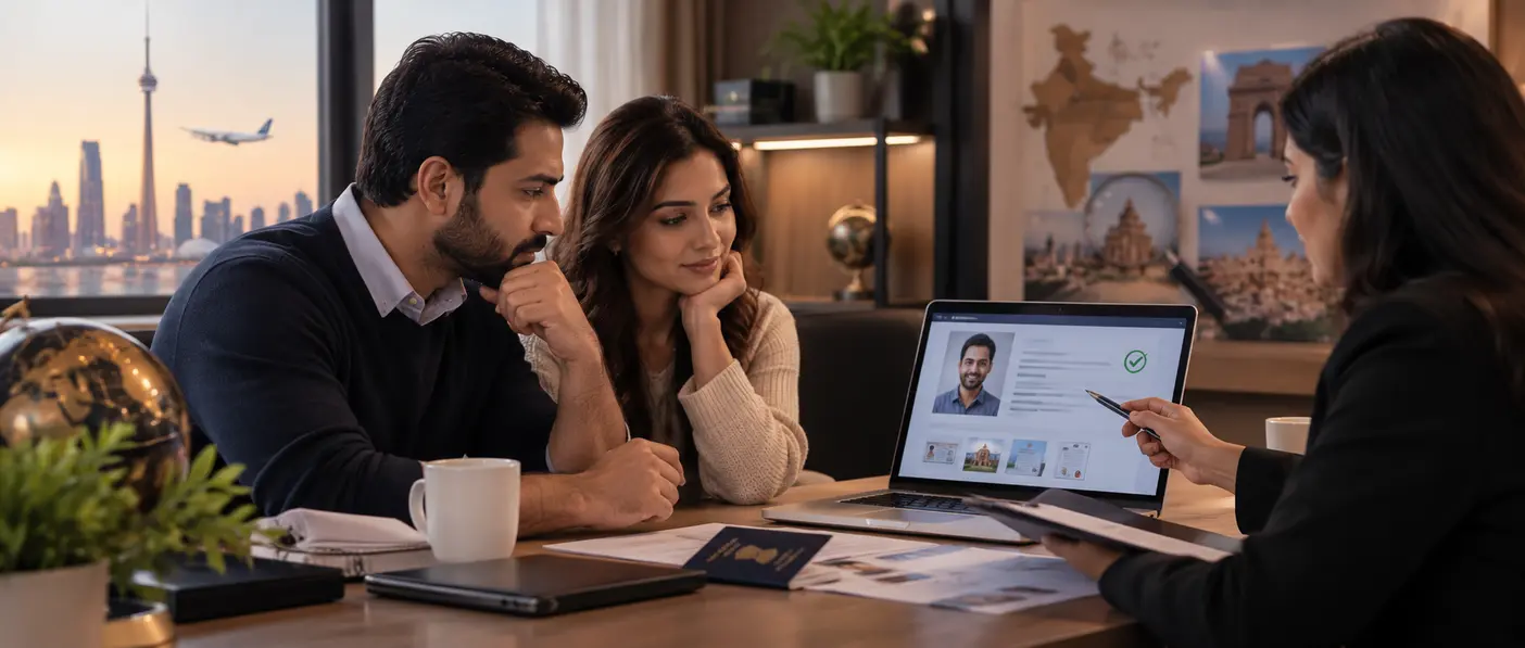 An NRI family verifying a match back home from abroad