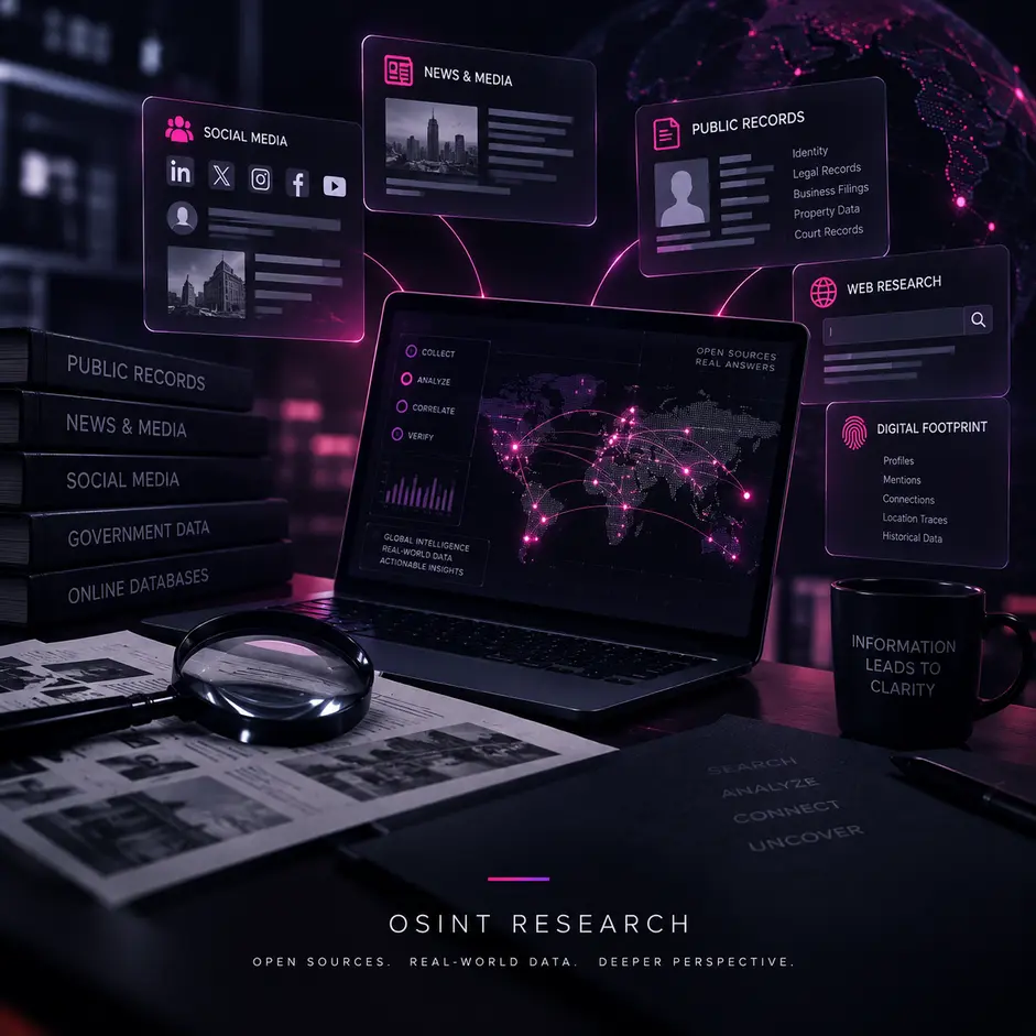 OSINT research across public records and digital footprint